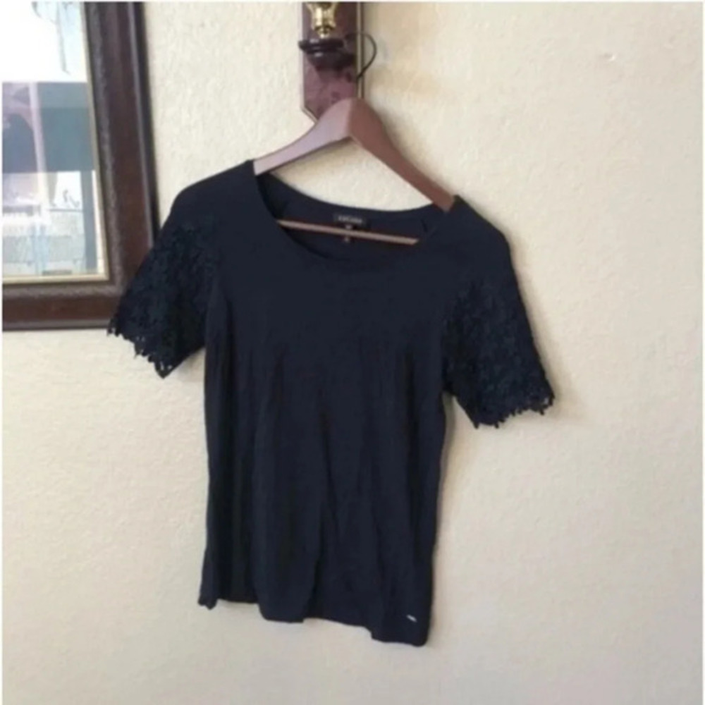 Escada Lace Short Sleeve Top Size XSMALL